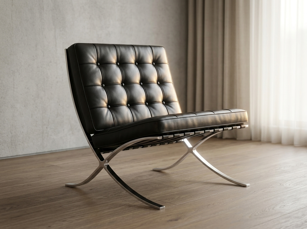 AI-generated silhouette of the Barcelona Chair by Ludwig Mies van der Rohe.