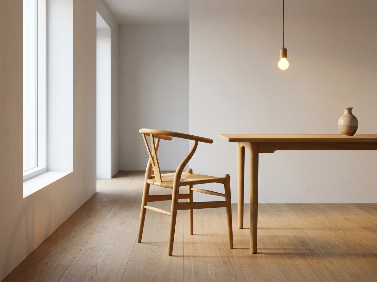 studio photograph of the Wishbone Chair (CH24) by Hans J. Wegner.